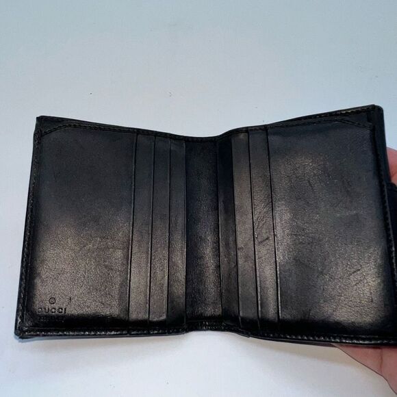 GUCCI W Hook Wallet GG Canvas Canvas x Leather Authentic - Picture 15 of 16